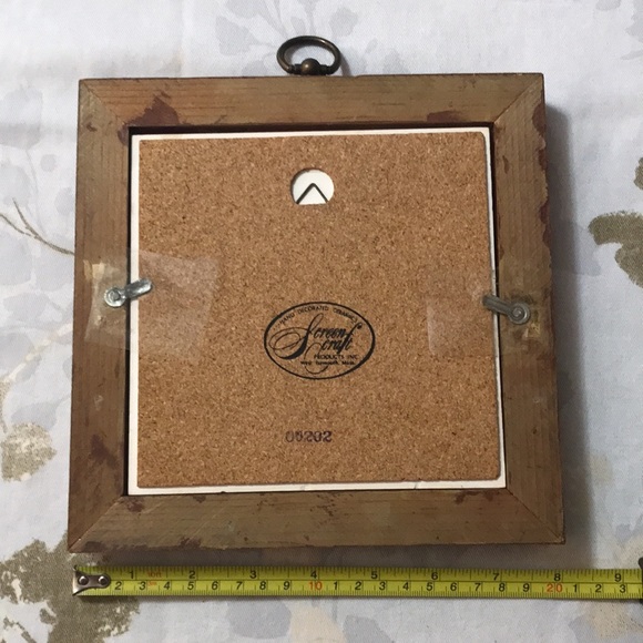 Vintage Porcelain Covered Bridge Tile/Trivet with Wood Frame - Picture 2 of 3